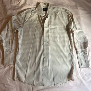 Jos. A. Bank Plaid Tan & White Dress Shirt – Size 15 1/2 32 (Medium)